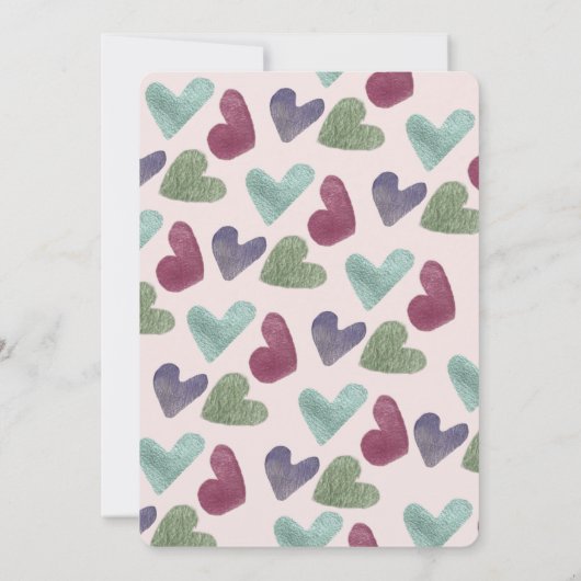 バレンタインデーハートメタリックバースデーパーティー 招待状 (裏面)