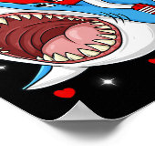 バレンタインデーハートライディングシャークおもしろい幼児ボーイズ ポスター (角)