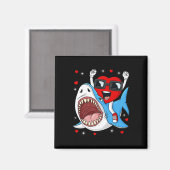 バレンタインデーハートライディングシャークおもしろい幼児ボーイズ マグネット (正面/裏面)