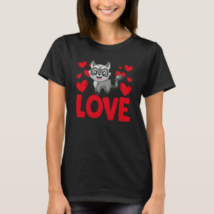バレンタインデーハートラクーン動物愛女性 Tシャツ