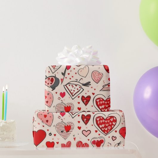 バレンタインデーハートラッピング紙 ラッピングペーパー (パーティーギフト)