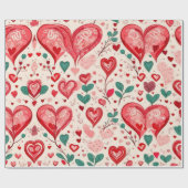 バレンタインデーハートラッピング紙 ラッピングペーパー (フラット)