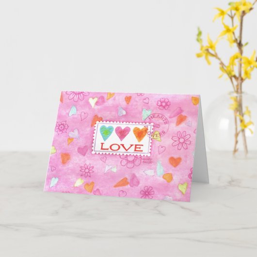 バレンタインデーハートラブウィッシュカードを送る カード (黄色い花)