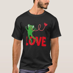 バレンタインデーハートラブカエル動物の女性 Tシャツ