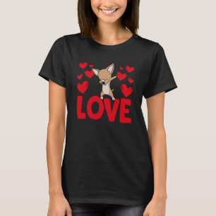 バレンタインデーハートラブチワワ動物の女性 Tシャツ