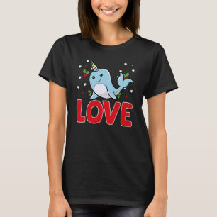 バレンタインデーハートラブナルワル動物女性 Tシャツ