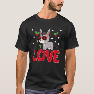 バレンタインデーハートラブロバ動物の女性 Tシャツ