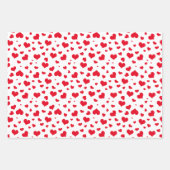 バレンタインデーハートランダムパターン赤/白 ラッピングペーパーシート (正面3)