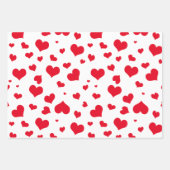 バレンタインデーハートランダムパターン赤/白 ラッピングペーパーシート (正面)