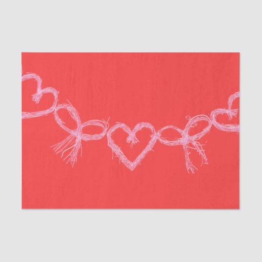 バレンタインデーハートレッドホワイトキュートデコパージュ 薄葉紙 (正面)