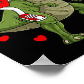 バレンタインデーハート乗り恐竜Tレックスおもしろい少年 ポスター (角)