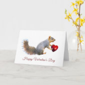 バレンタインデーハート付きリス カード (黄色い花)