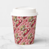 バレンタインデーハート付き漫画の子犬 紙コップ (左)