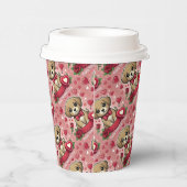 バレンタインデーハート付き漫画の子犬 紙コップ (右)