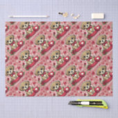 バレンタインデーハート付き漫画の子犬 薄葉紙 (クラフト)