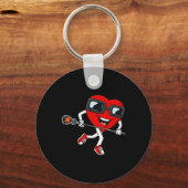 バレンタインデーハート保持ラクロススティックボーイズG キーホルダー (正面)