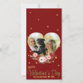 バレンタインデーハート写真金ゴールドグリッターハート赤 (正面)