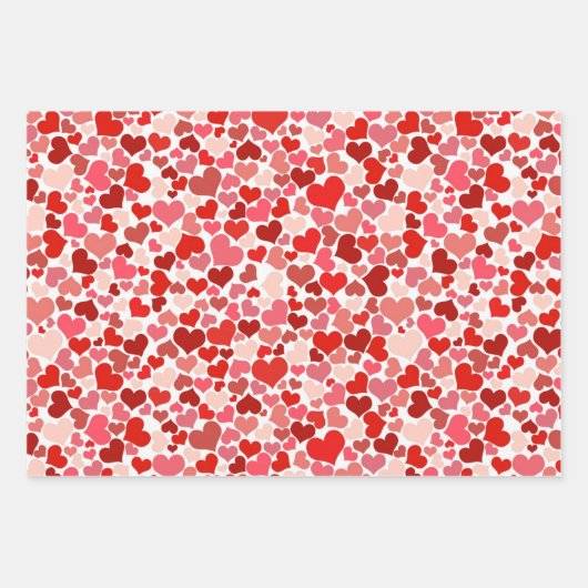 バレンタインデーハート完璧なサイズ3小さな贈り物 ラッピングペーパーシート (正面)