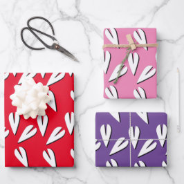 バレンタインデーハート幾何学パターン ラッピングペーパーシート