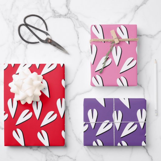 バレンタインデーハート幾何学パターン ラッピングペーパーシート (正面)