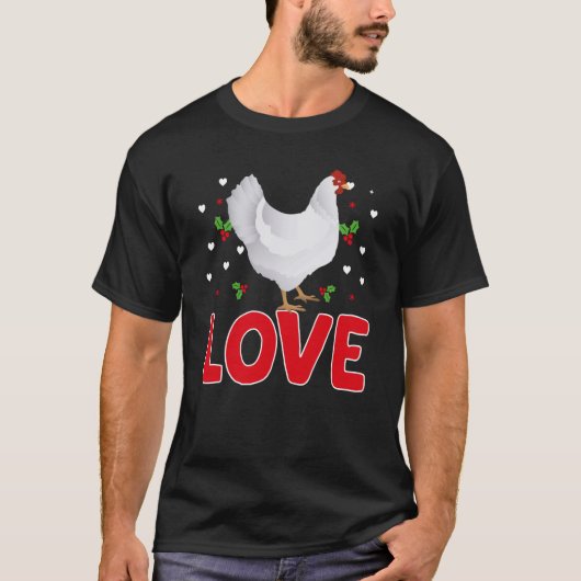 バレンタインデーハート愛チキン動物の女性 Tシャツ (正面)