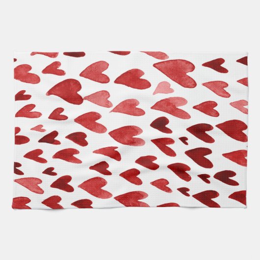 バレンタインデーハート爆発 – ピンクと赤 キッチンタオル (横)