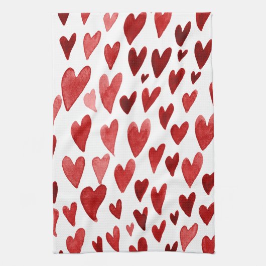 バレンタインデーハート爆発 – ピンクと赤 キッチンタオル (縦)