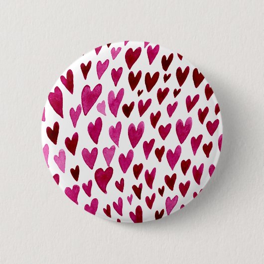 バレンタインデーハート爆発 – ピンクと赤 缶バッジ (正面)