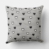 バレンタインデーハート白黒ストライプパターン クッション (裏面)