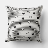 バレンタインデーハート白黒ストライプパターン クッション (正面)