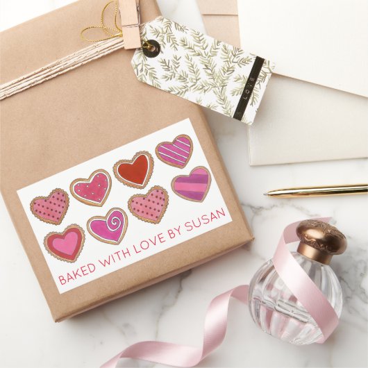バレンタインデーハート糖クッキー焼いたby 長方形シール (ギフト)