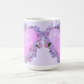 バレンタインデーハート花紫ピンクエレガント色 コーヒーマグカップ (中央)