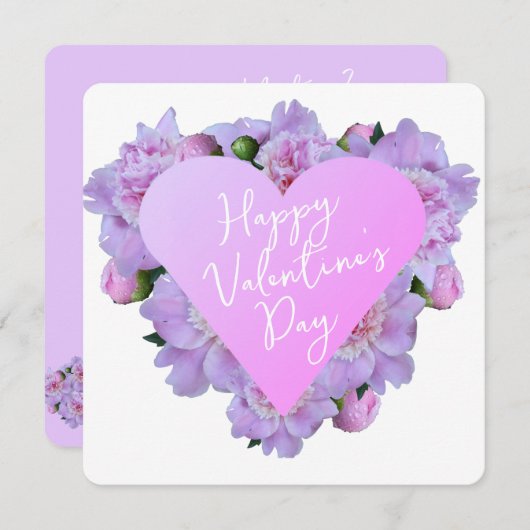 バレンタインデーハート花紫ピンクエレガント色 シーズンカード (正面/裏面)