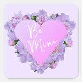 バレンタインデーハート花紫ピンクエレガント色 スクエアシール (正面)