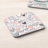 バレンタインデーハート赤と黒のヒッスター コースター (左側)