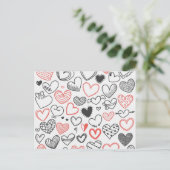 バレンタインデーハート赤と黒のヒッスター シーズンポストカード (スタンド正面)