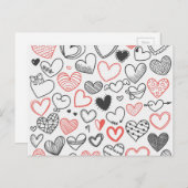 バレンタインデーハート赤と黒のヒッスター シーズンポストカード (正面/裏面)