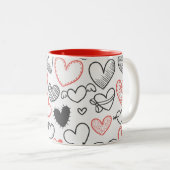 バレンタインデーハート赤と黒のヒッスター ツートーンマグカップ (正面右)