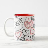 バレンタインデーハート赤と黒のヒッスター ツートーンマグカップ (左)