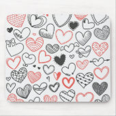 バレンタインデーハート赤と黒のヒッスター マウスパッド (正面)