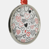 バレンタインデーハート赤と黒のヒッスター メタルオーナメント (右)