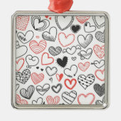 バレンタインデーハート赤と黒のヒッスター メタルオーナメント (正面)
