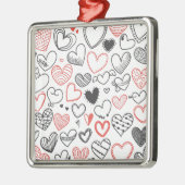 バレンタインデーハート赤と黒のヒッスター メタルオーナメント (左)