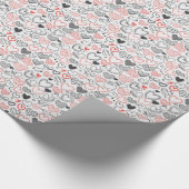 バレンタインデーハート赤と黒のヒッスター ラッピングペーパー (角)