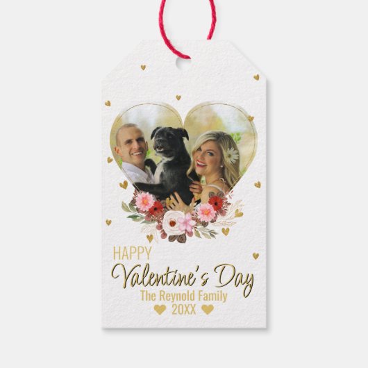 バレンタインデーハート金ゴールドグリッター写真ハート ギフトタグ (裏面)