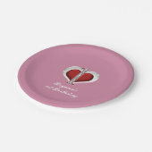 バレンタインデーハート1st任意の色パーティー ペーパープレート (アングル)