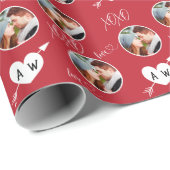 バレンタインデーハート&イニシャルカスタム写真 ラッピングペーパー (ロールコーナー)
