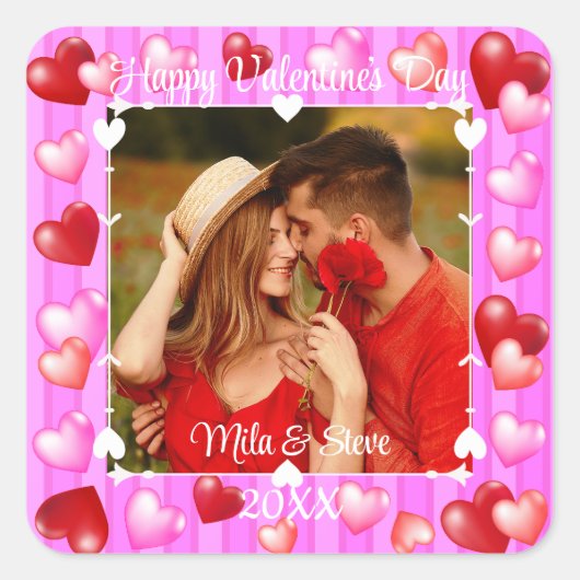 バレンタインデーハート スクエアシール (正面)