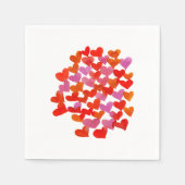 バレンタインデーハート – ピンクとオレンジ スタンダードカクテルナプキン (正面)