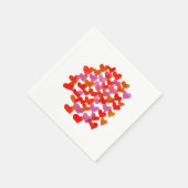 バレンタインデーハート – ピンクとオレンジ スタンダードカクテルナプキン (角)